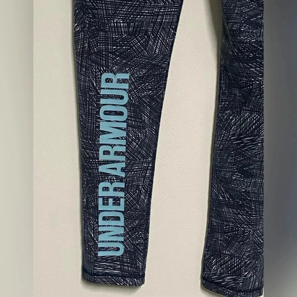Under Armour Charged Leggings Blue SpellOut Women's (L ) Running Yoga Athleisure - Picture 5 of 14